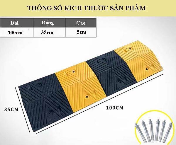 Kích thước gờ giảm tốc ô tô với độ cao 5cm