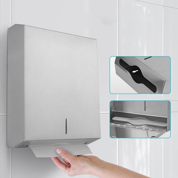 Dễ dàng để lấy giấy lau tay trên hộp inox