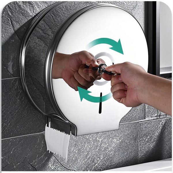 Ổ khóa an toàn ở mặt trước hộp để giấy vệ sinh