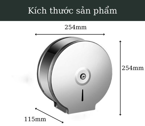 Kích thước hộp đựng giấy vệ sinh inox công nghiệp