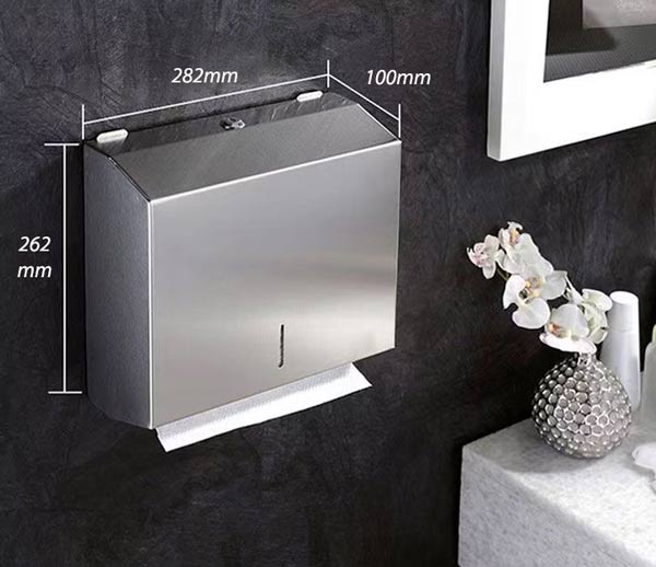 Hình ảnh kích thước của hộp đựng giấy inox treo tường