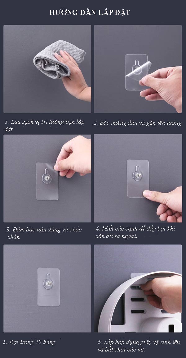 Hướng dẫn lắp đặt treo tường hộp đựng giấy vệ sinh