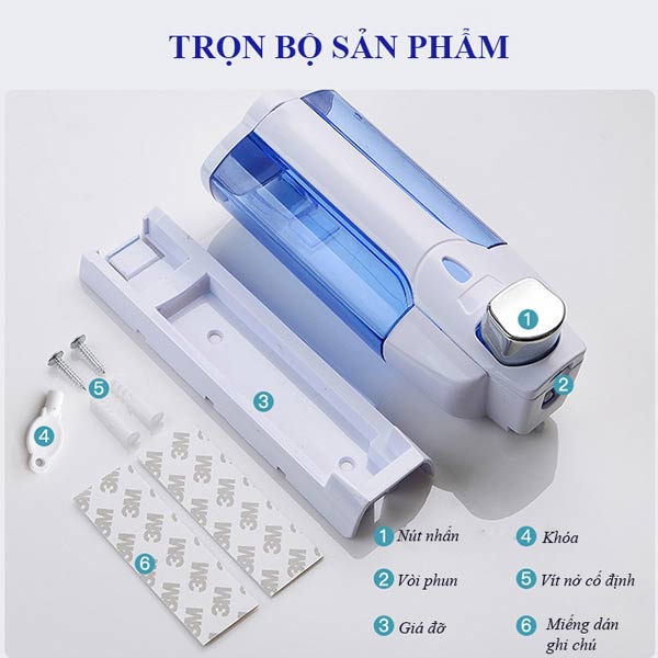 Trọn bộ sản phẩm hộp đựng nước rửa tay bằng nhựa kiểu dáng treo trên tường