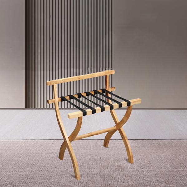 Giá để hành lý bằng gỗ tự nhiên có 6 dây căng màu đen