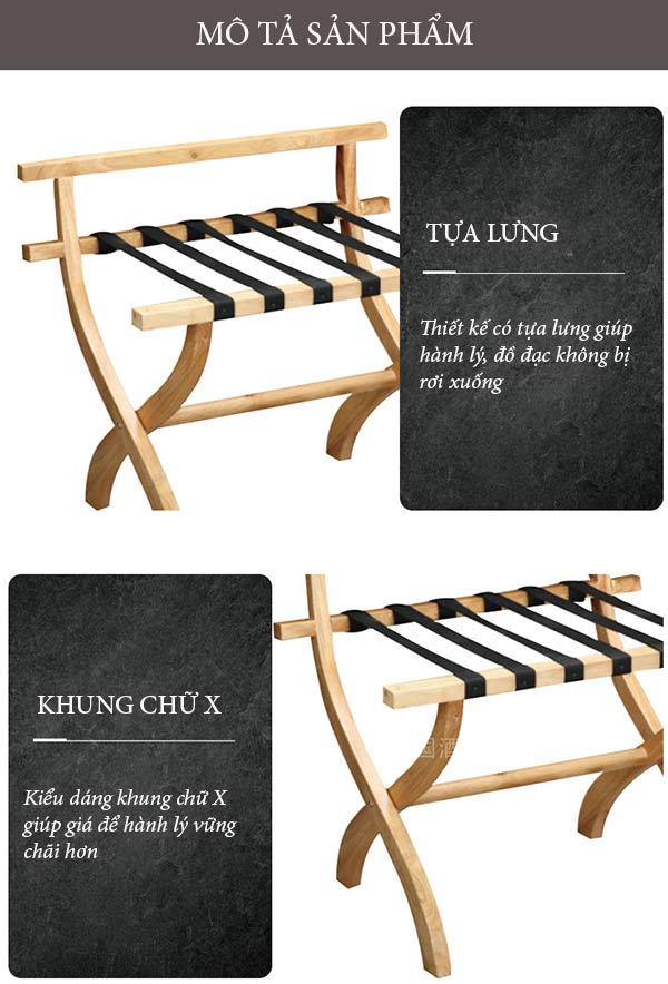 Đặc điểm thiết kế kệ để hành lý 6 dây căng