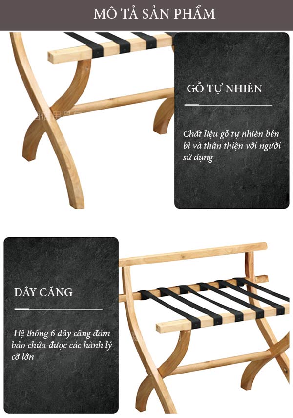 Đặc điểm thiết kế kệ để hành lý 6 dây căng