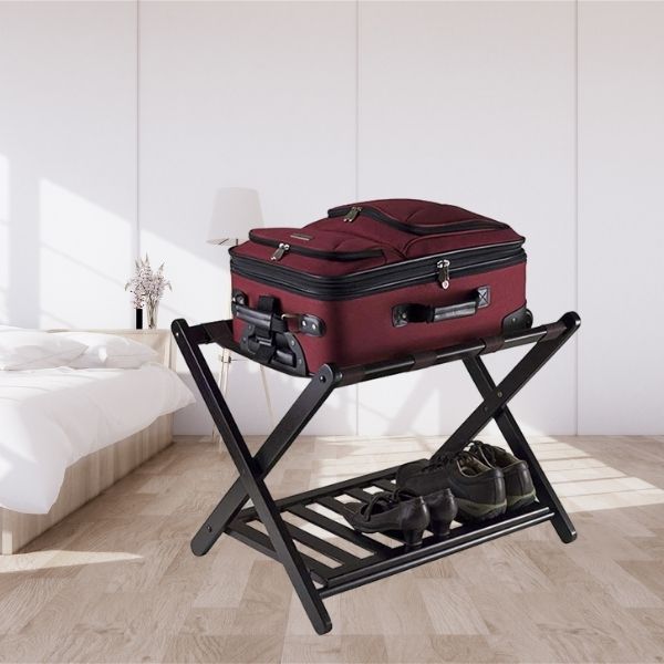 Kệ đỡ hành lý khung gỗ bề mặt dây căng chắc chắn