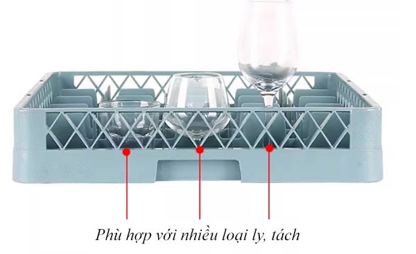 Rack nhựa chuyên dụng phù hợp với mọi tách, ly nhà hàng