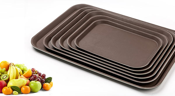 Khay nhựa PP có nhiều kích thước, tông màu nâu