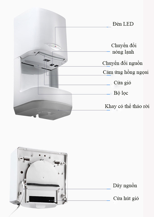 Tìm hiểu cụ thể về đặc điểm thiết kế máy sấy khô tay cảm ứng