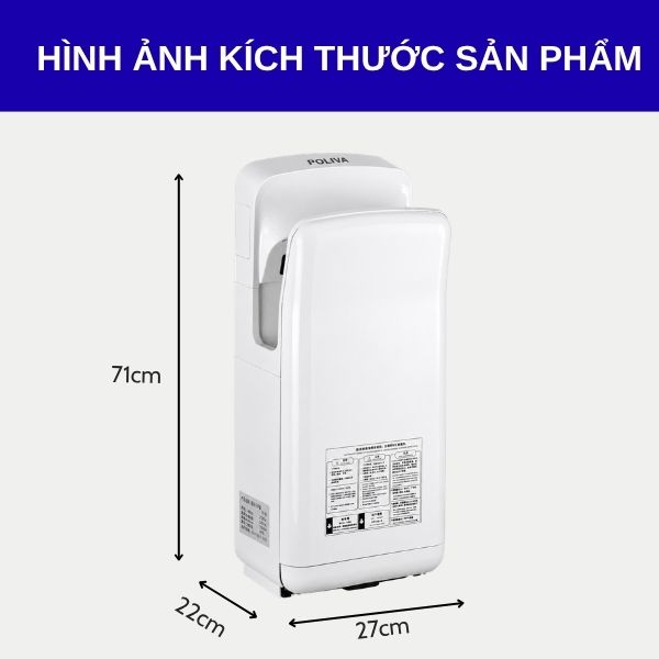 Kích thước máy sấy tay nhà vệ sinh loại 2000W