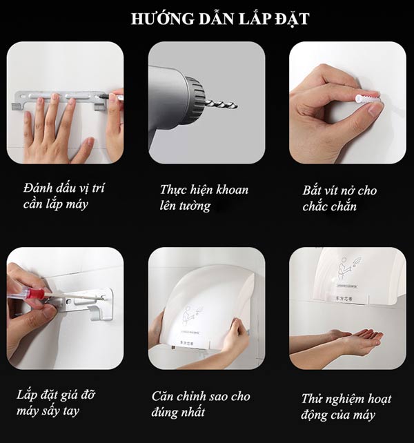 Hướng dẫn lắp đặt máy sấy tay