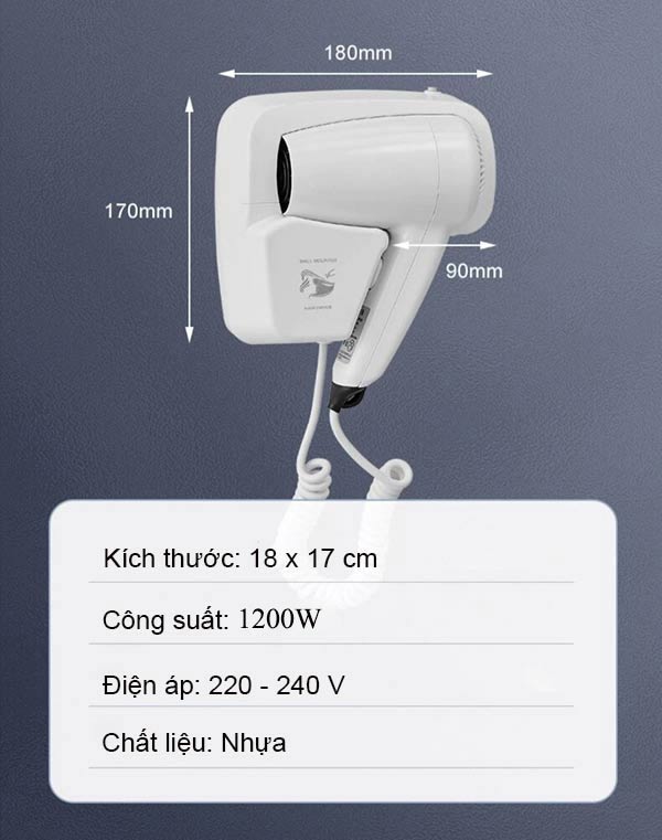 Tham khảo kích thước máy sấy tóc