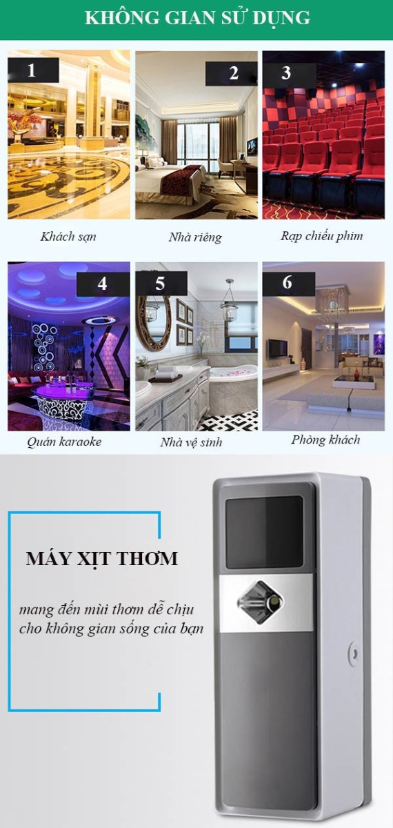 Mẫu máy xịt thơm phòng được sử dụng trong nhiều không gian