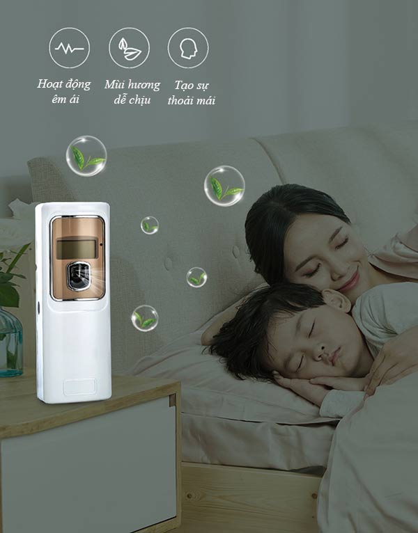 Máy xịt thơm hoạt động êm ái, không ảnh hưởng đến con người