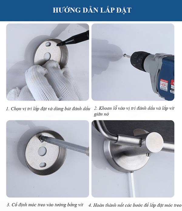 Lắp đặt móc treo gắn tường đơn giản