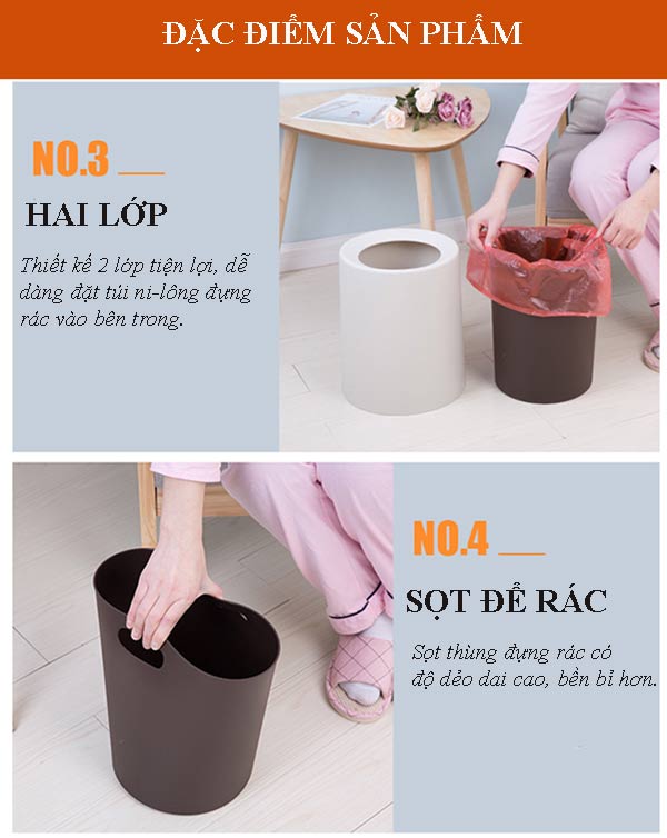 Khám phá các đặc điểm của thùng rác nhựa