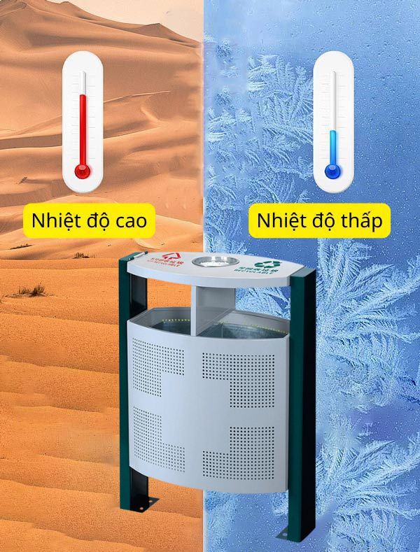 Thùng rác thép sơn tĩnh điện có thể chịu được mọi sự khắc nghiệt