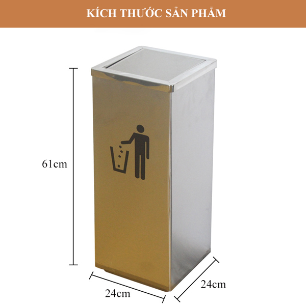 Kích thước thùng rác inox hình vuông