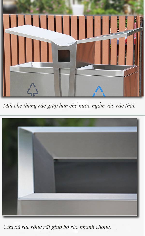 Đặc điểm thiết kế thùng rác 2 ngăn