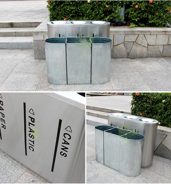 Thiết kế thùng rác 2 lớp, sọt tôn hoa tháo rời dễ dàng
