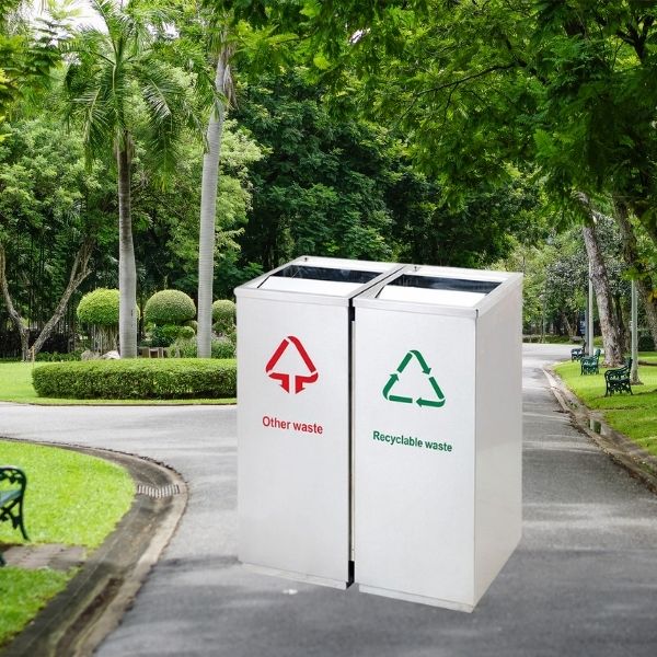 Thùng rác 2 ngăn nắp lật phân loại rác