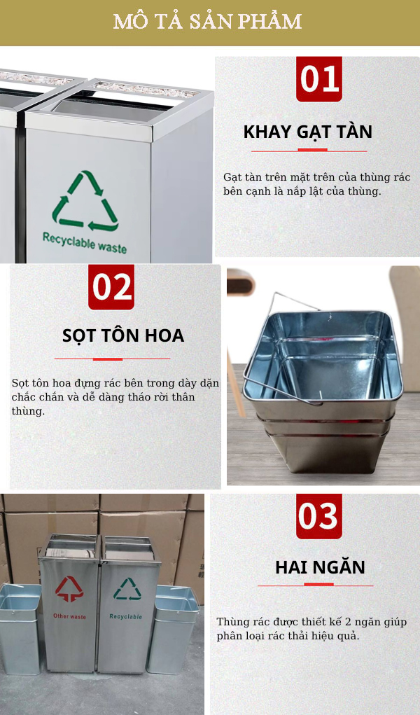 Đặc điểm thiết kế của thùng rác 2 ngăn