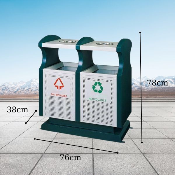 Tham khảo nhanh kích thước thùng rác đôi ngoài trời
