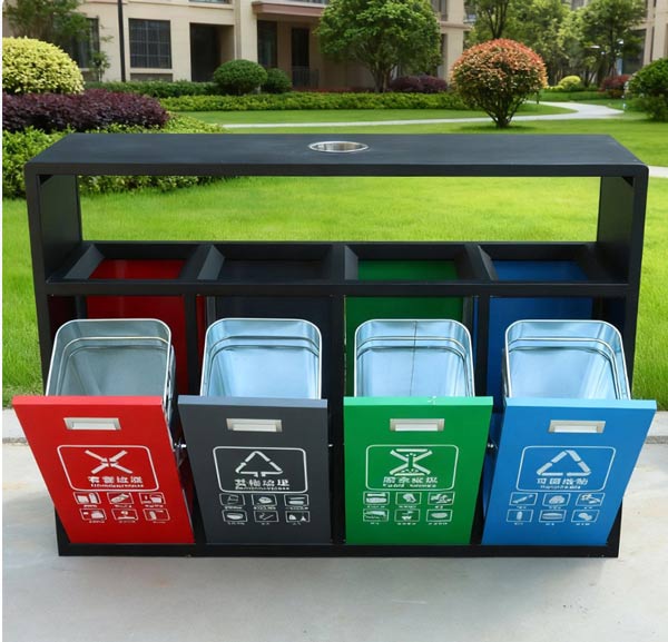 4 ngăn đựng rác đi kèm sọt tôn hoa