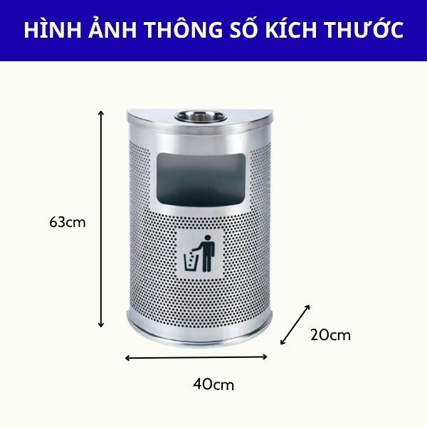 Thông số kỹ thuật thùng rác bán nguyệt inox