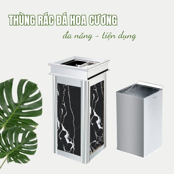 Mẫu thùng rác đá kết hợp inox cao cấp