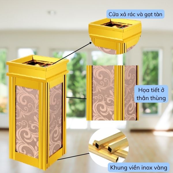 Các bộ phận cấu tạo thùng rác đá