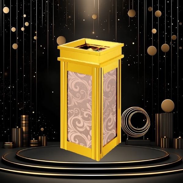 Thùng rác đá hoa cương có gạt tàn