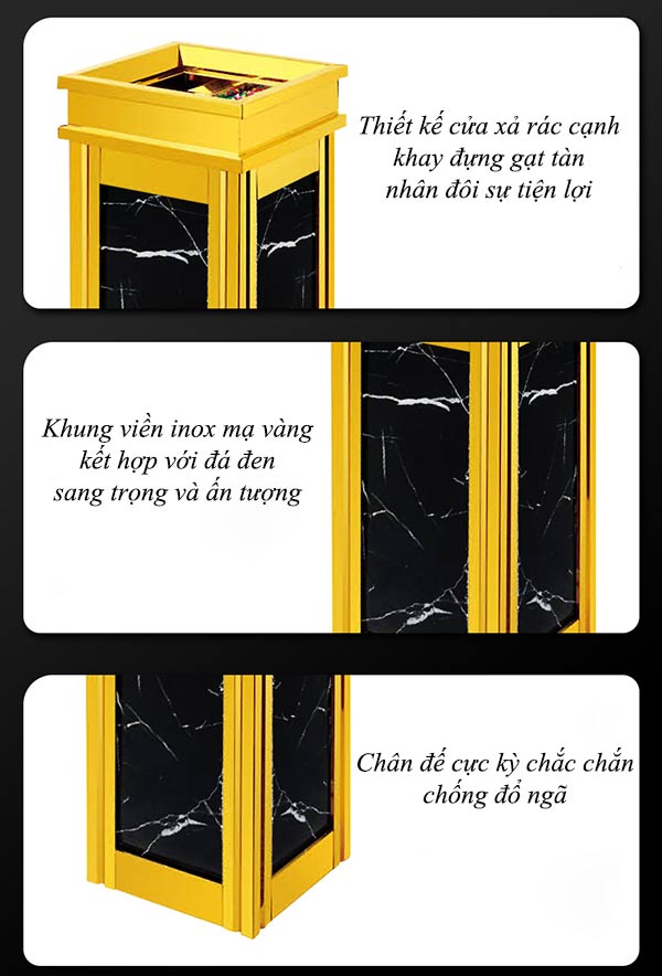 Các bộ phận cấu thành thùng rác đá