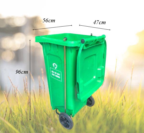 Thùng rác nhựa 120L đạp chân màu xanh lá