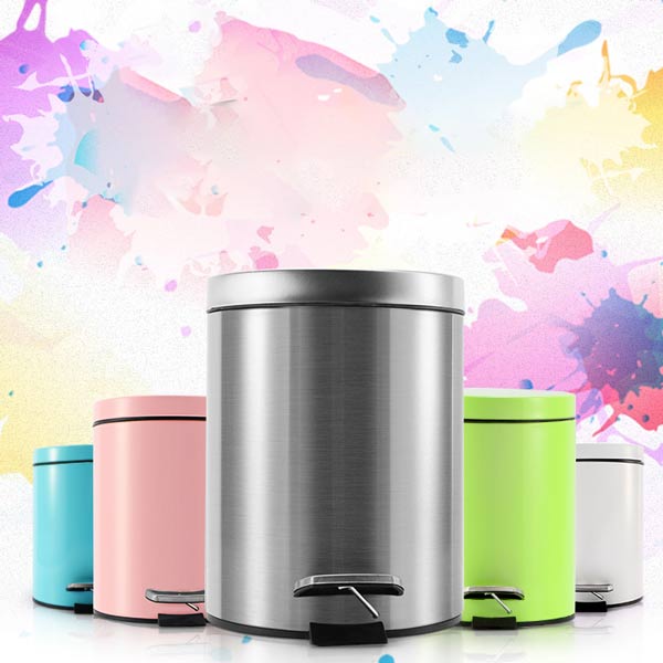 Mẫu thùng rác inox sơn màu kiểu dáng đạp chân