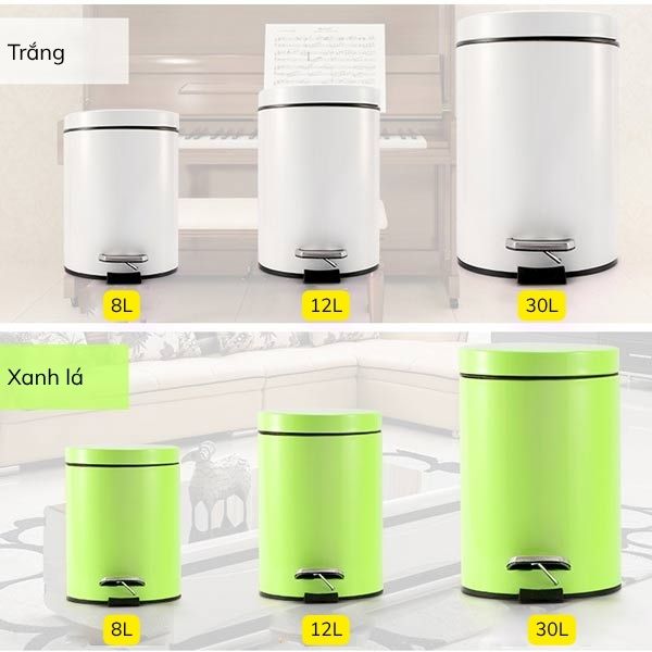Bảng màu sắc thùng rác đạp chân nhiều màu