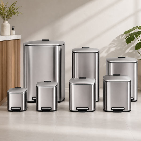 Thùng rác inox đạp chân vuông Paloca nhiều dung tích