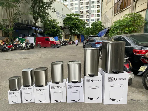 Thùng rác inox đạp chân vuông nhiều dung tích