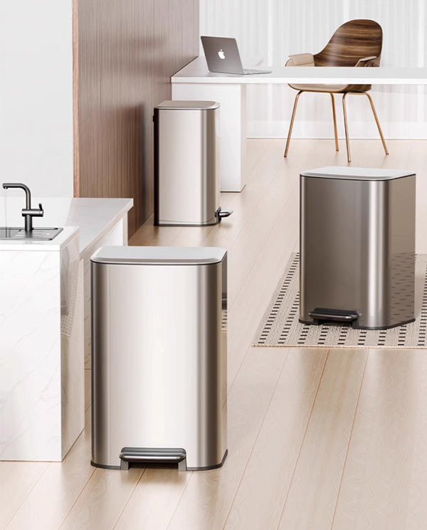 Thùng rác inox đạp chân vuông nhiều dung tích