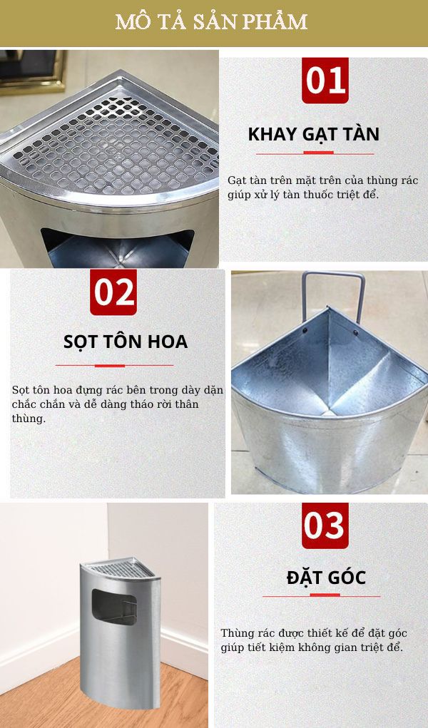 Đặc điểm thiết kế của thùng rác đặt góc