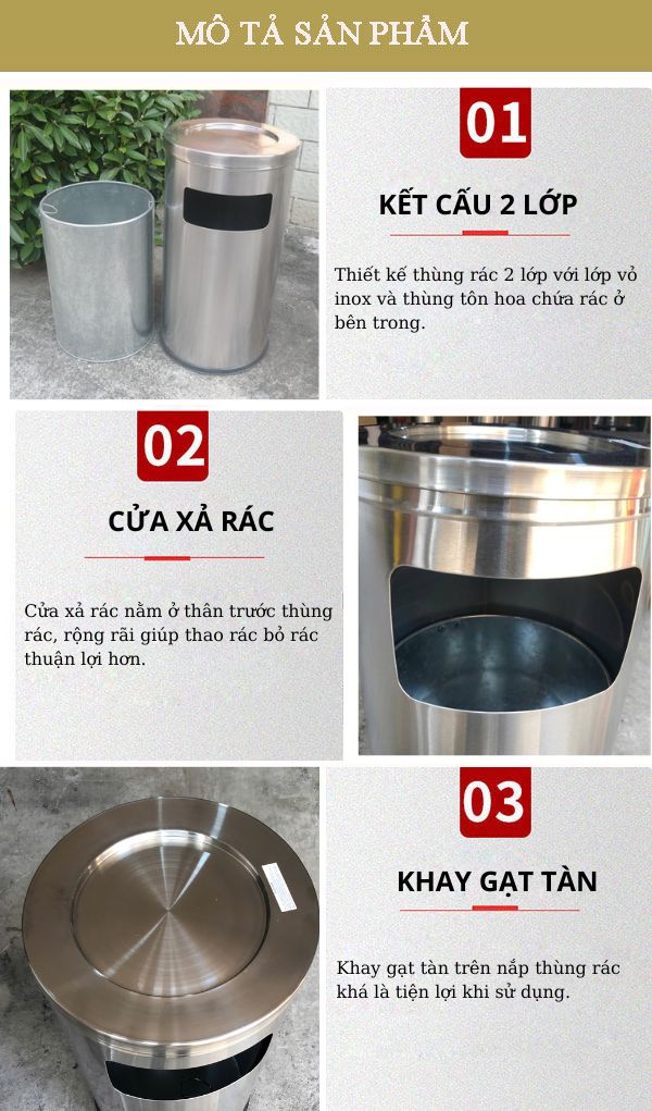 Tham khảo đặc điểm thiết kế thùng rác gạt tàn