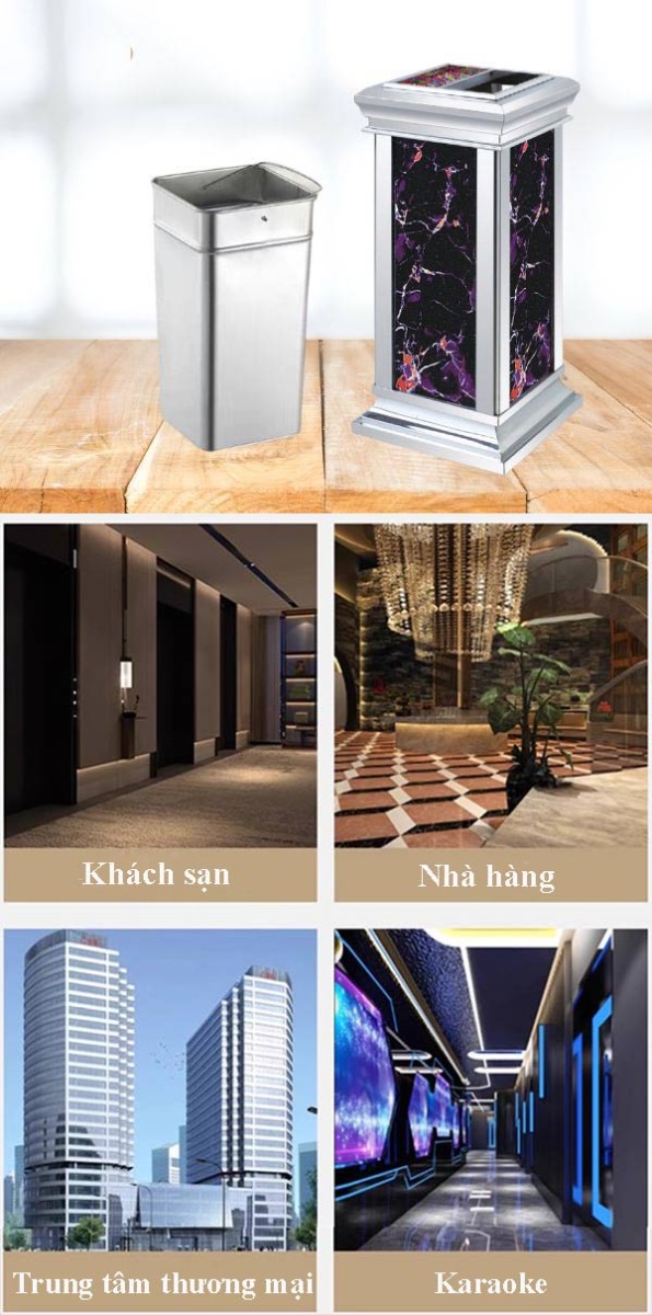 Thùng rác giả đá hoa cương sử dụng ở các không gian sang trọng