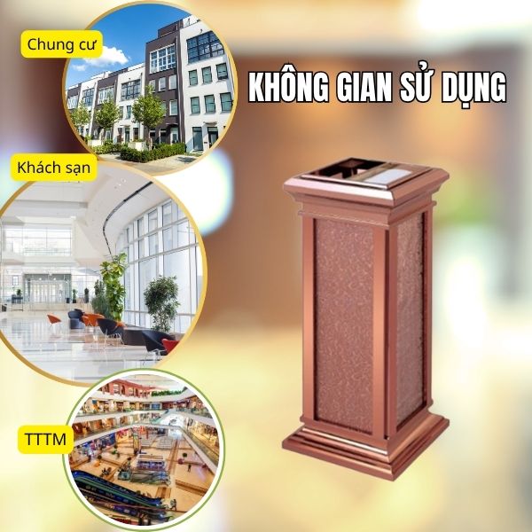 Thùng rác được sử dụng phổ biến trong khu vực sảnh của khách sạn, nhà hàng