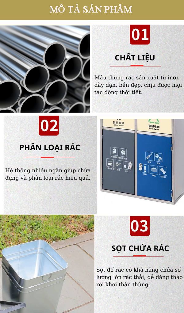 Khám phá các đặc điểm thiết kế thùng rác 2 ngăn