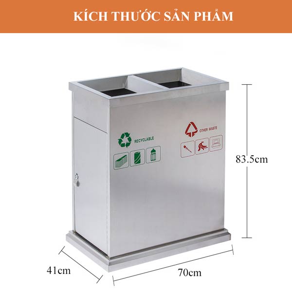 Cụ thể kích thước thùng rác 2 ngăn