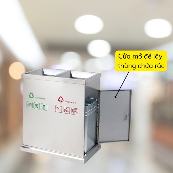 Cửa mở bên hông thùng rác