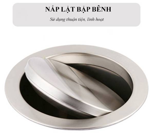 Cận cảnh nắp bập bênh của thùng rác