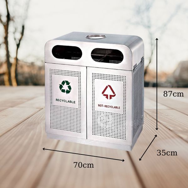 Chi tiết kích thước thùng rác 2 ngăn