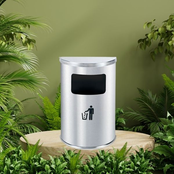 Mẫu thùng rác hình bán nguyệt màu trắng